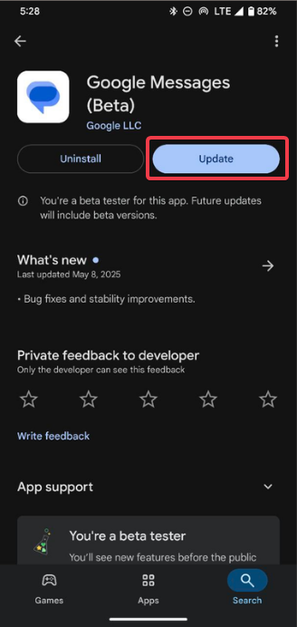 Update Google Messages