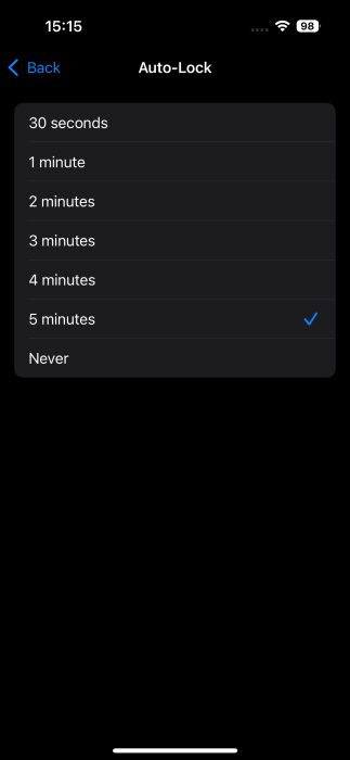 Increasing Auto-Lock time on iPhone. 