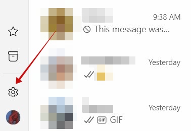 Pressing the gear icon in WhatsApp desktop client.
