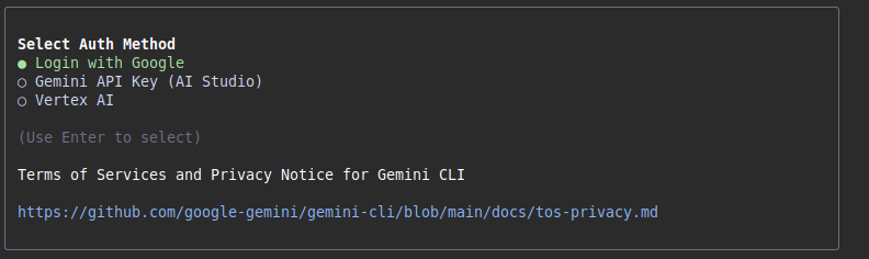Authentication Of Gemini With Google Account