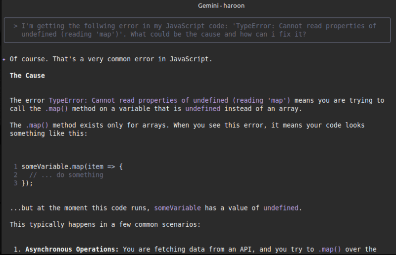Debuggin Error Using Gemini Cli