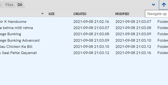 Fileside Navigate Up Button