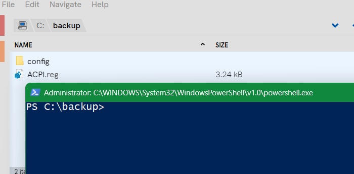 Open PowerShell window at a given path in Windows 11 Fileside manager.