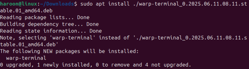 Installing Warp Terminal On Ubuntu Terminal