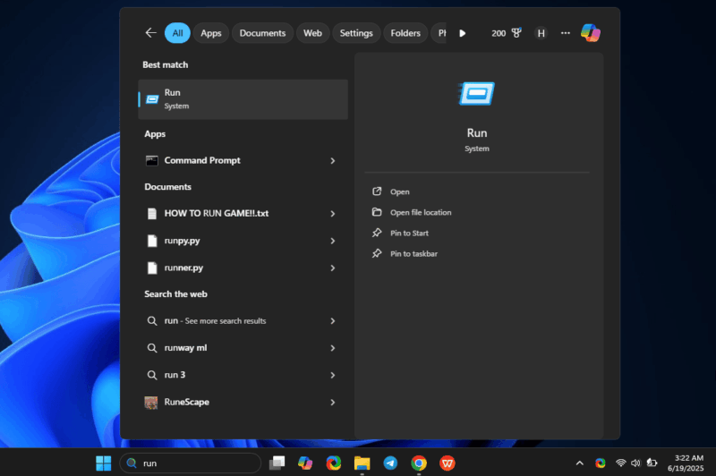 Launch Run Dialog Box