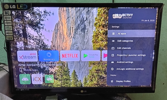 Projectivy allows accessing all menu options quickly from "Settings."