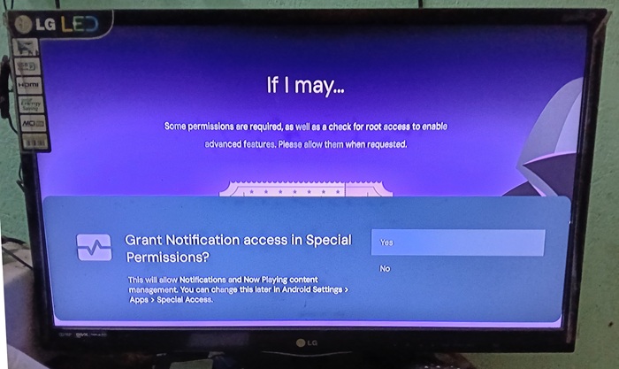 Granting Notification Access in Special Permissions for Projectivy Launcher.