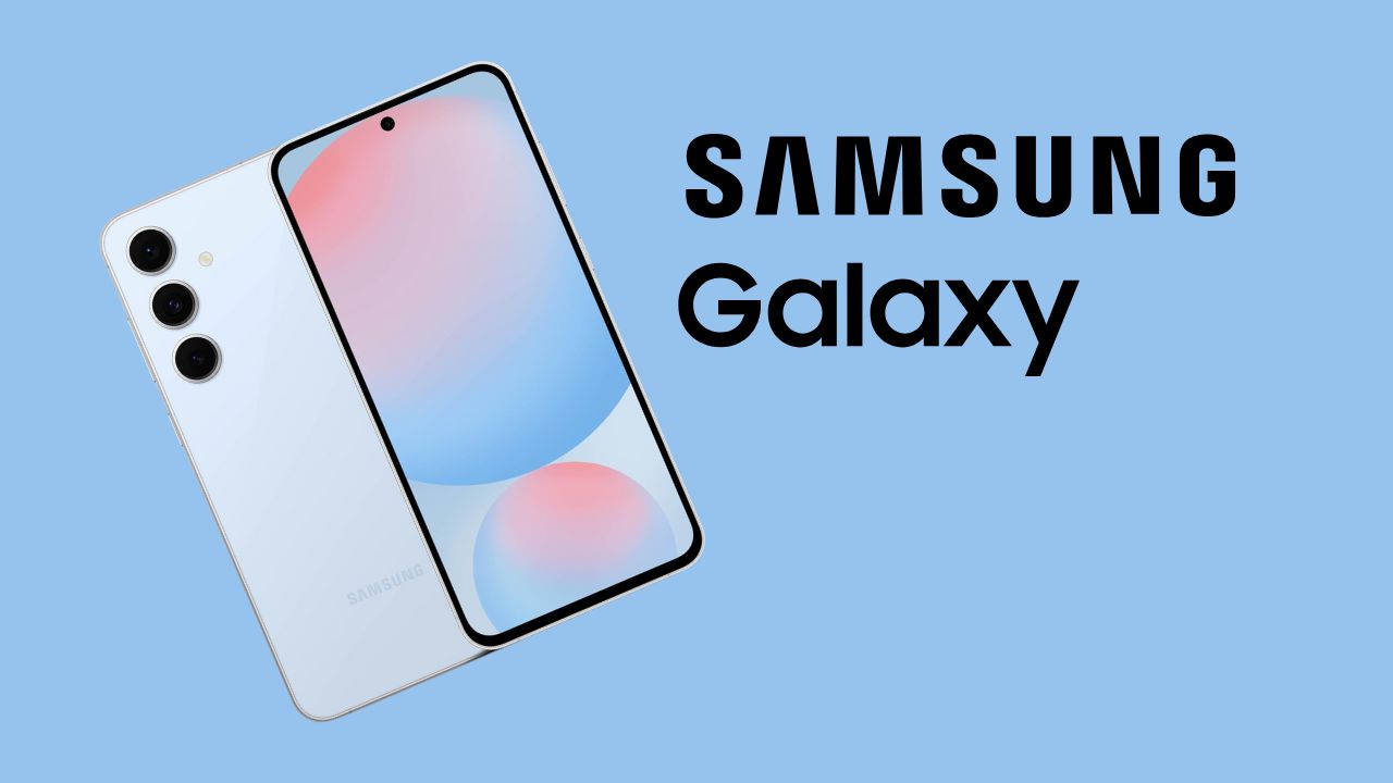 Samsung Galaxy S24 Fe Featured on Blue Background