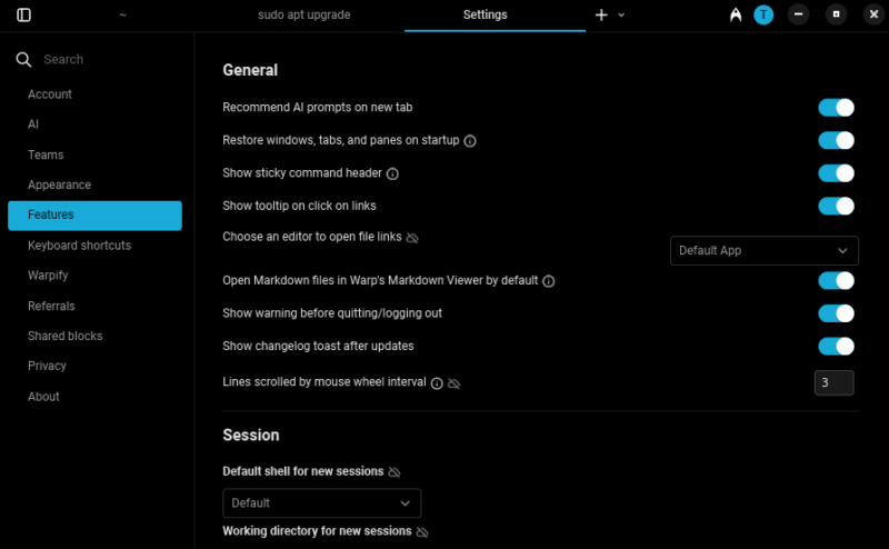 Warp Customization Options