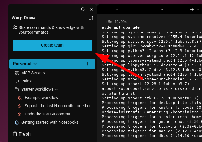 Warp Drive Feature Of Warp Terminal
