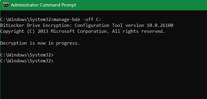 Yellow Triangle C Drive Bitlocker Command Prompt