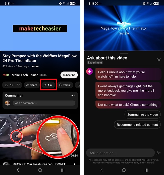 Asking about a video on YouTube.