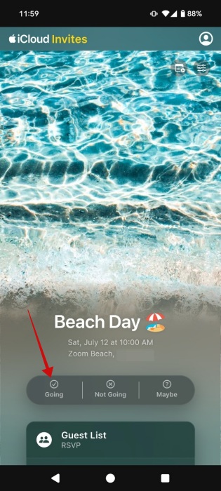 RSVP-ing to event created with Invites app on iPhone. 