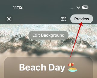 Tapping "Preview" button in Invites app on iPhone. 