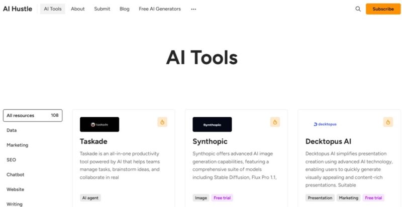 Searching AI Hustle's AI tools directory.