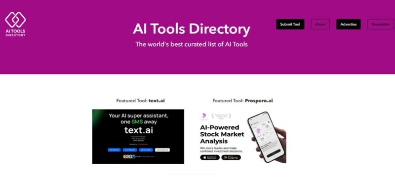 AI Tools Directory home page.