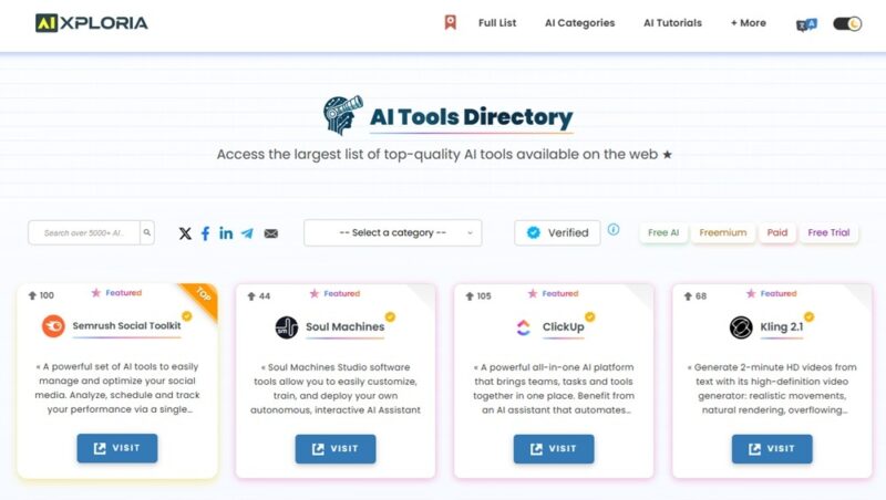 Searching for tools on AIxploria.
