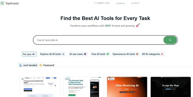 Finding AI tools on TopAI tools.