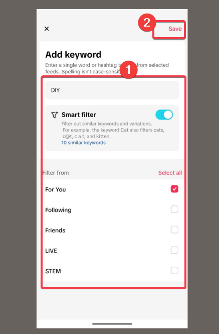 Block Keywords Hashtags For You Page