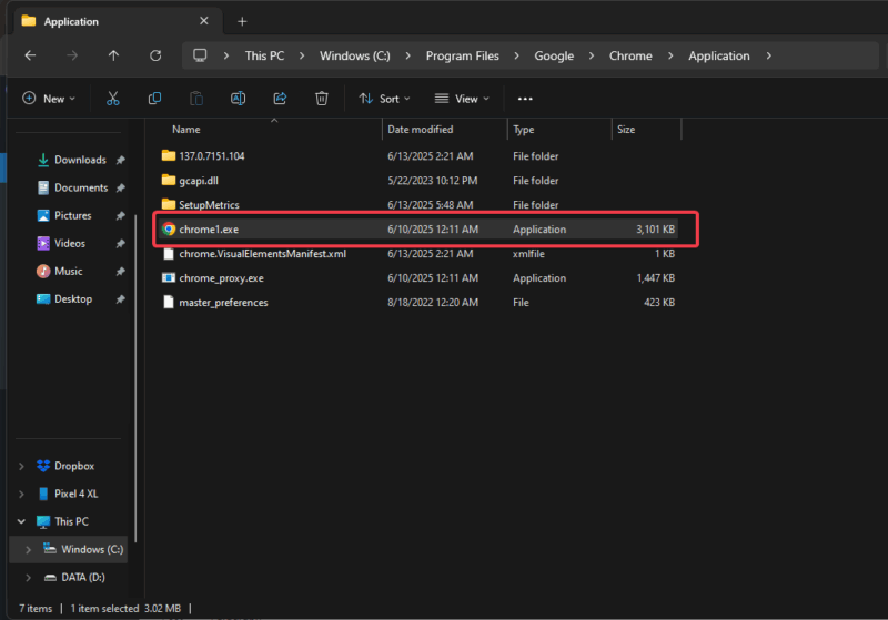 Chrome.exe To Chrome1.exe