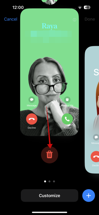 Deleting Contact Poster on iPhone.