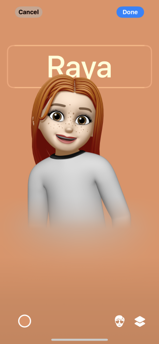 Contact Poster featuring a Memoji on iPhone.