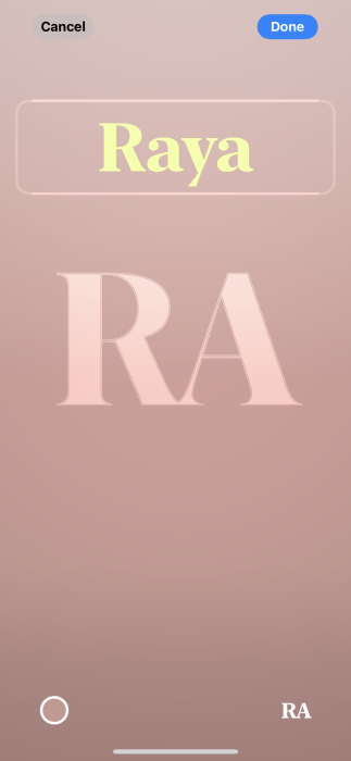 Creating a Monogram Contact Poster on iPhone.