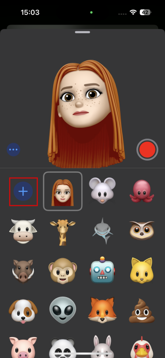 Creating new Memoji on iPhone.
