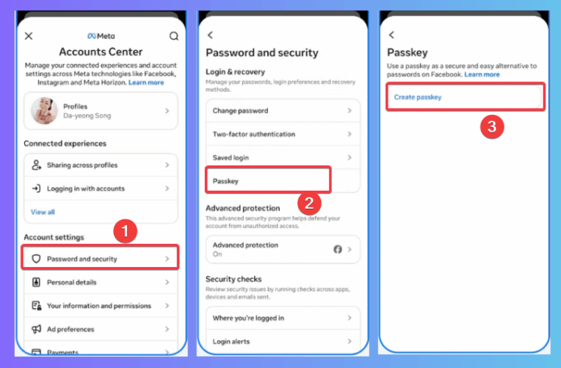 Create Passkey Facebook Account