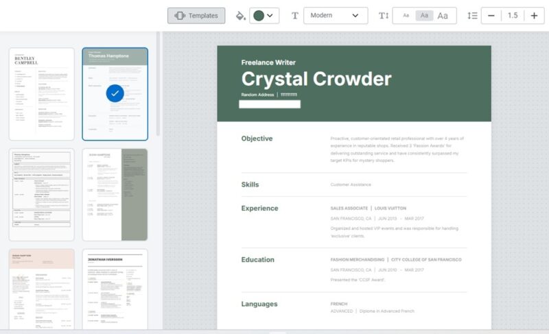 Customizing template during creation.
