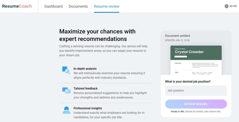 Submitting resume for expert review.