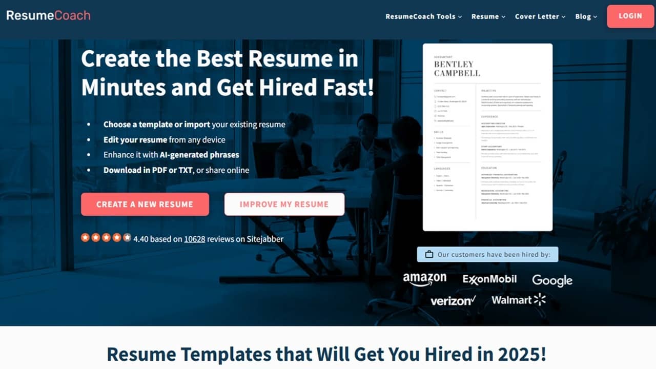 ResumeCoach homepage.