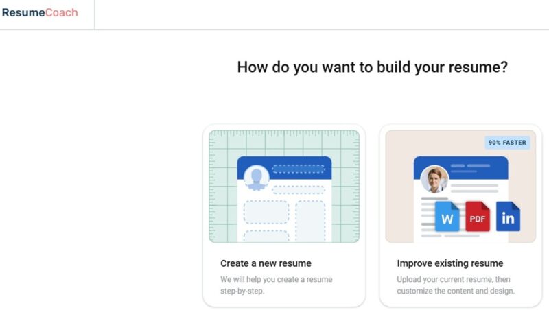Choosing what type of resume to create in ResumeCoach.