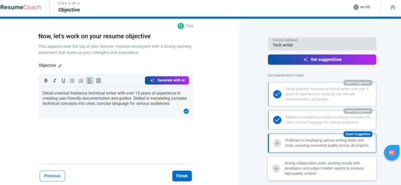 Generating resume summary.