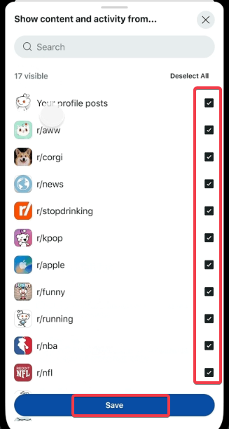 Deselect Individual Subreddit