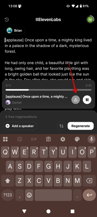 Sharing generated AI from ElevenLabs app. 