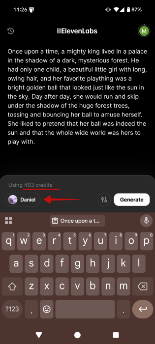 Changing AI voice in ElevenLabs app. 