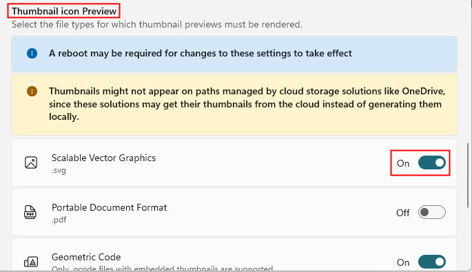 Enable Thumbnail Icon Preview