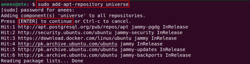 Enable Universe Repository