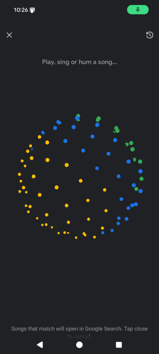 Gemini app on Android working to identify song.