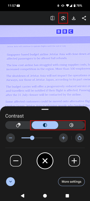 Playing with Contrast in Google Magnifier app. 