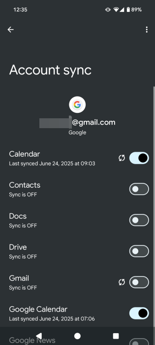 Unsyncing services from Google account on Android.