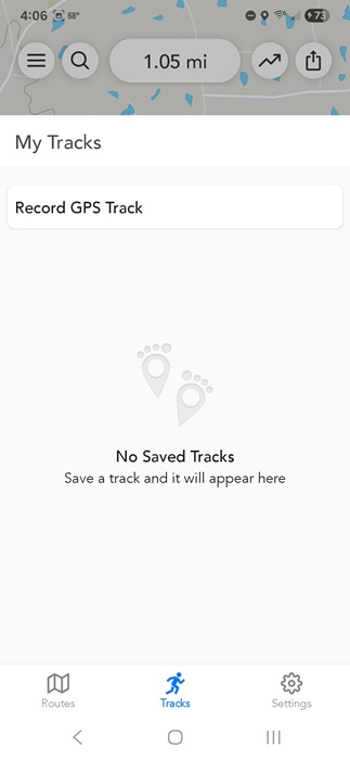 Turning on GPS tracking in Footpath.