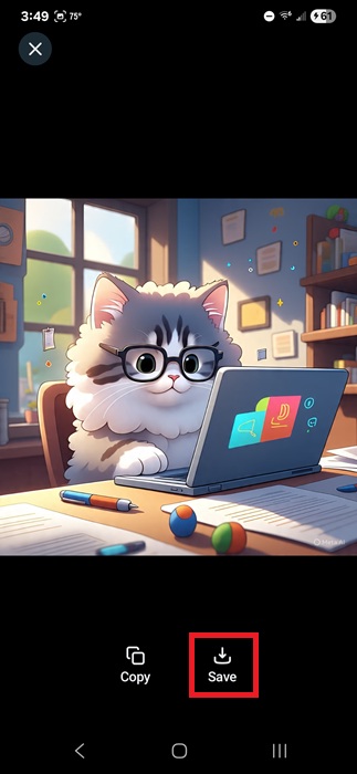 Saving a chat image to share with friends.