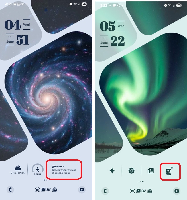 Locating the Glance AI icon.