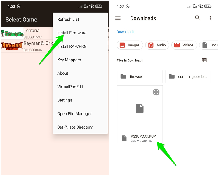 Selecting PS3 firmware