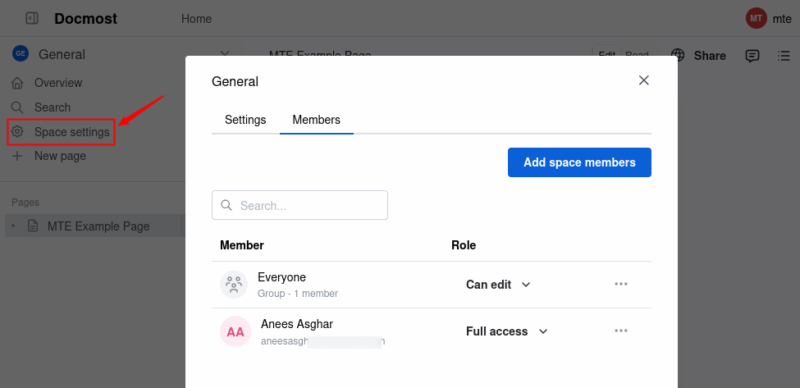 Manage Space Members