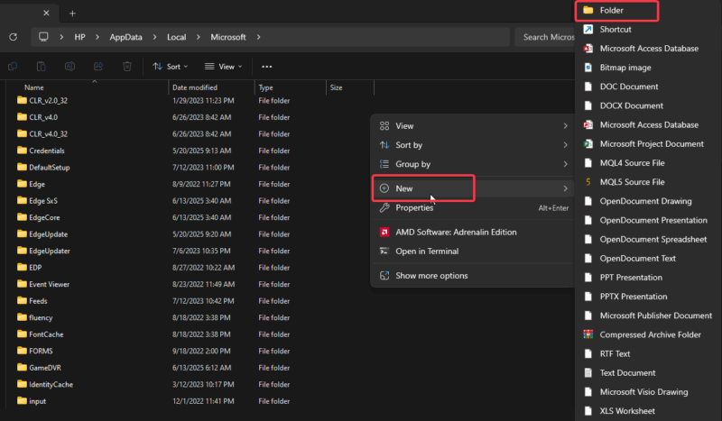 New Folder To Fix Classic Outlook Crashes