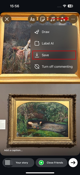 Saving collage created in Instagram to iPhone.