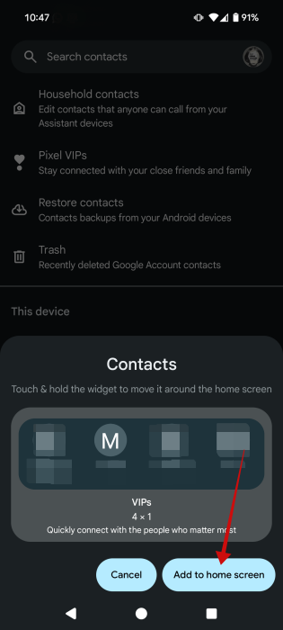 Adding Pixel VIPs home screen widget. 